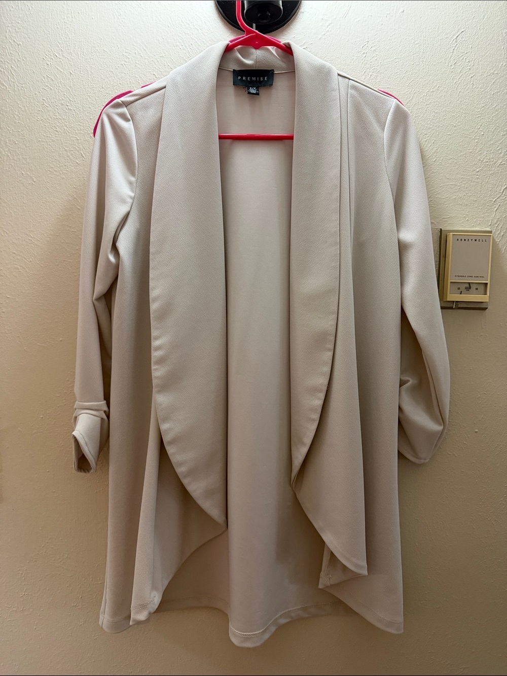 Premise Women's Cream Open-Front Draped Blazer